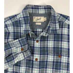 Grayers Clothiers Mens Blue White Plaid Flannel Button Down Shirt Size Medium